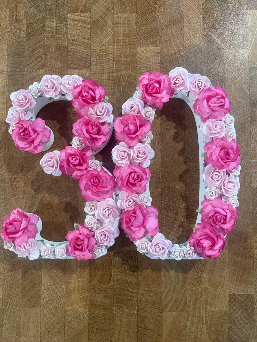 Floral Letter Décor "30" in Pink and Light Pink